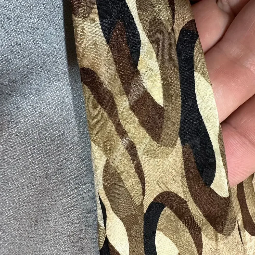 Hunting Horn J. Riggings Tie Brown Abstract Geometric Tie Vintage 80s 90s